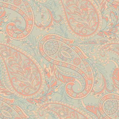 Çiçeksiz desenli desenli şal desenli süs. Asya tekstil biçiminde vektör illüstrasyonu