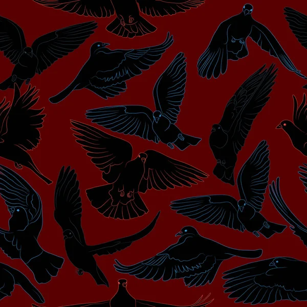 Oiseaux Volants Motif Sans Couture Fond Vectoriel — Image vectorielle