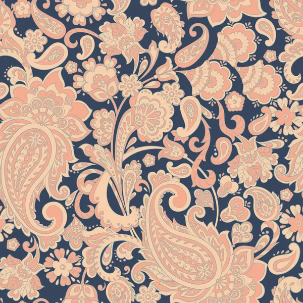Patrón Sin Costuras Paisley Ilustración Vectorial Floral — Vector de stock