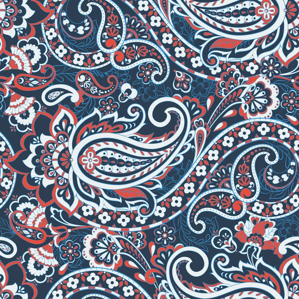 Nahtloses Muster Mit Paisley Ornament Ornate Florale Dekoration Vektorillustration — Stockvektor