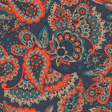 Asya batik stilinde desensiz tekstil deseni