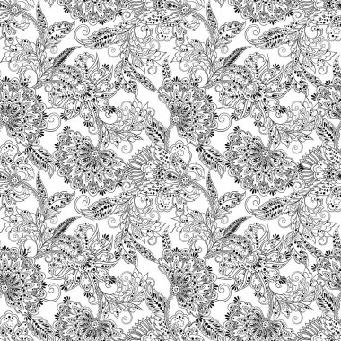 Etnik çiçekler pürüzsüz vektör deseni