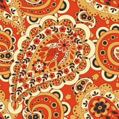 Kusursuz Etnik Dekoratif Desen. Paisley Vektör Kusursuz Desen
