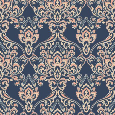 Vektör çiçekli duvar kağıdı. Klasik Barok çiçekli süs. Kusursuz vintage desen