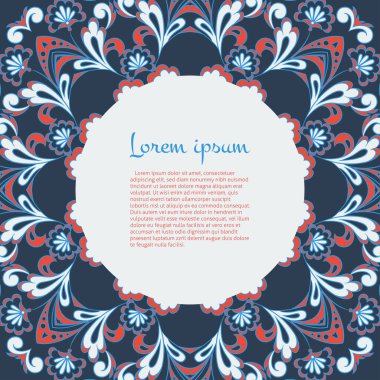 Mandala süslemeli metnin için doğu tarzı vektör şablonu. 