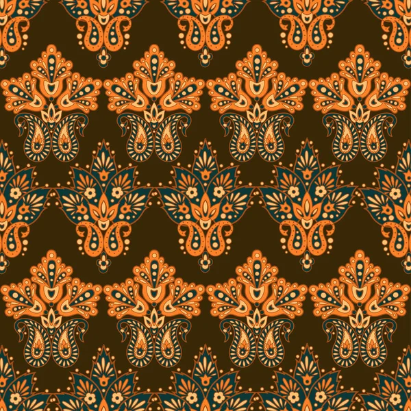 Blommig Paisley Sömlös Mönster Vektorillustration Asiatisk Textilstil — Stock vektor