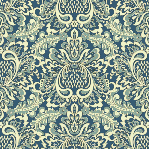 Damassé Fleurs Motif Vectoriel Sans Couture Fond Vintage Floral — Image vectorielle