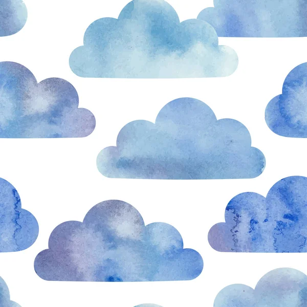 Acuarela Nubes Patrón Sin Costura Fondo Vectorial — Vector de stock