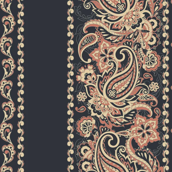 Seamless Paisley Pattern Indian Batik Style Floral Vector Illustration — Stock Vector