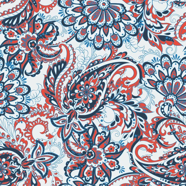 Modèle Sans Couture Paisley Vintage Fond Floral — Image vectorielle