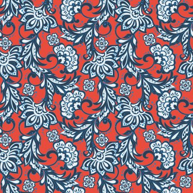 Hint tarzı çiçeklerle kusursuz desen. Çiçek vektör arkaplanı