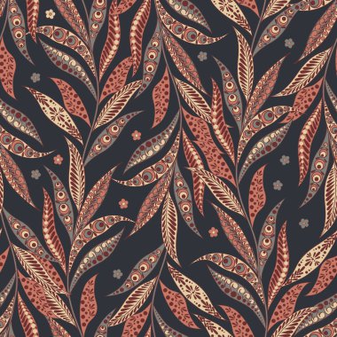 Folklorik çiçekler kusursuz desen. Etnik çiçek vektör süsü