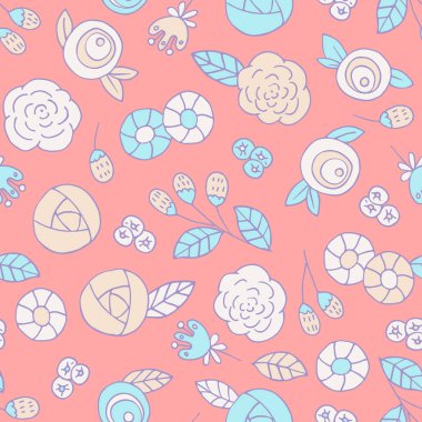 Karalama çiçekleri pürüzsüz desen. bahar vektörü arkaplanı