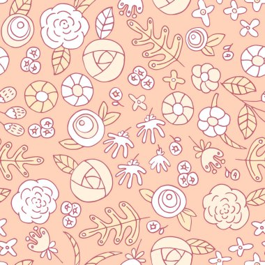 Çiçeksiz desen. karalama çiçekleri vektör bahar arkaplanı