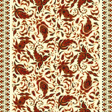 Asya batik stilinde desensiz tekstil deseni