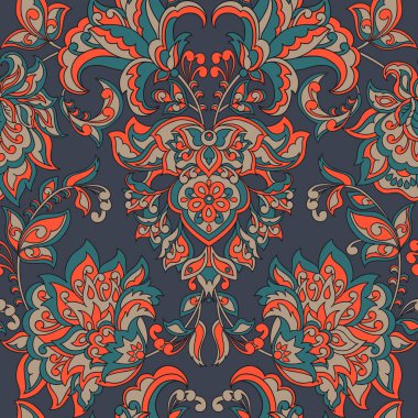 Barok tarzı çiçekli duvar kâğıdı. Kusursuz vektör deseni