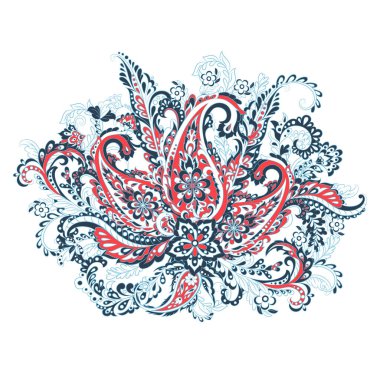 Paisley renkli bir süs. İzole Vektör illüstrasyonu