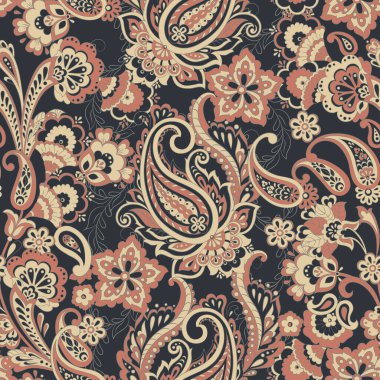 Paisley dikişsiz desen. Vektör etnik süsü