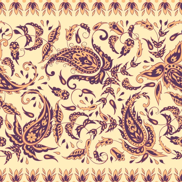 Paisley Sans Couture Motif Textile Dans Style Asiatique Batik — Image vectorielle