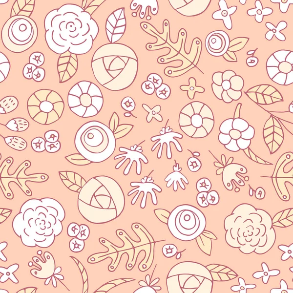 Patrón Sin Costuras Florales Doodle Flores Vector Primavera Fondo — Vector de stock