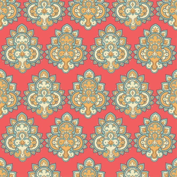 Seamless Pattern Indian Style Floral Vector Illustration — Stock Vector