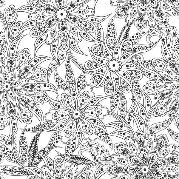 Flores Vintage Patrón Sin Costuras Fondo Vectorial Floral Étnico — Vector de stock