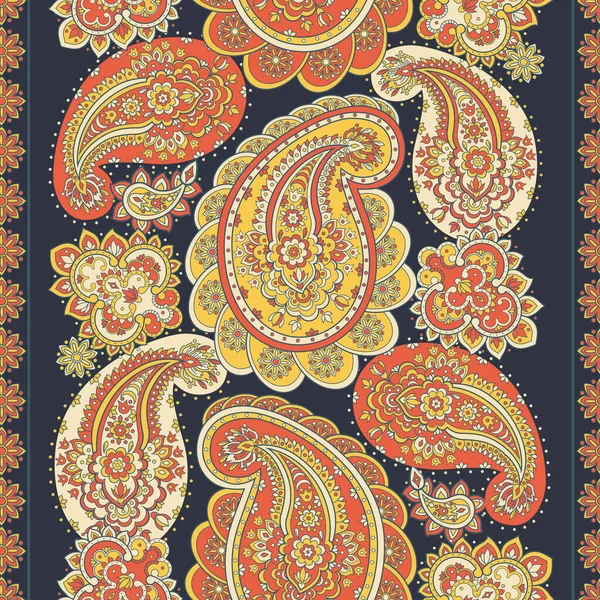Пейсли Цветочный Восточный Этнический Узор Векторные Бесшовные Орнаментальные Индийские Ткани — стоковый вектор