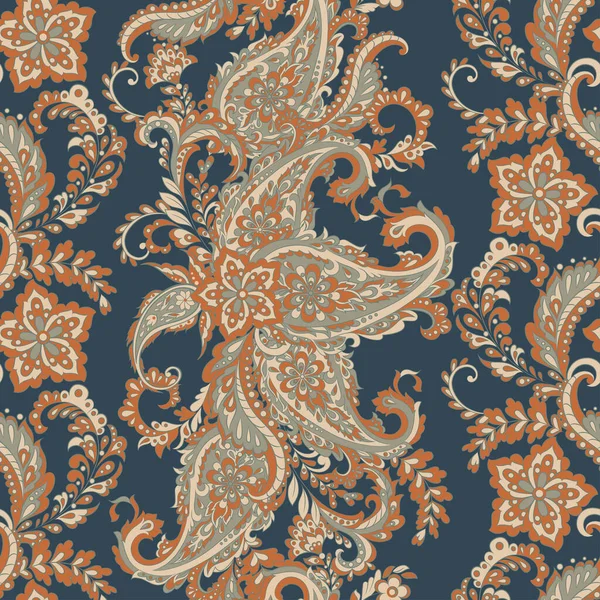 Motivo Floreale Senza Cuciture Con Ornamento Paisley Illustrazione Vettoriale Stile — Vettoriale Stock