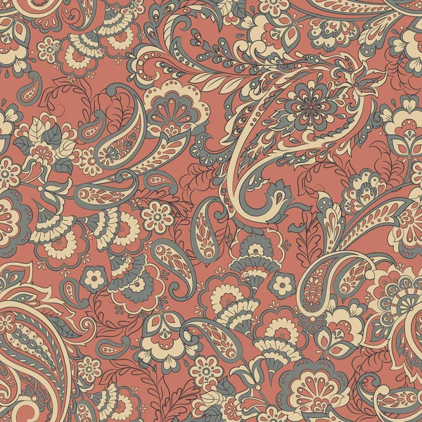 Floral Απρόσκοπτη Μοτίβο Paisley Στολίδι Εικονογράφηση Διάνυσμα Ασιατικό Στυλ Κλωστοϋφαντουργίας — Διανυσματικό Αρχείο