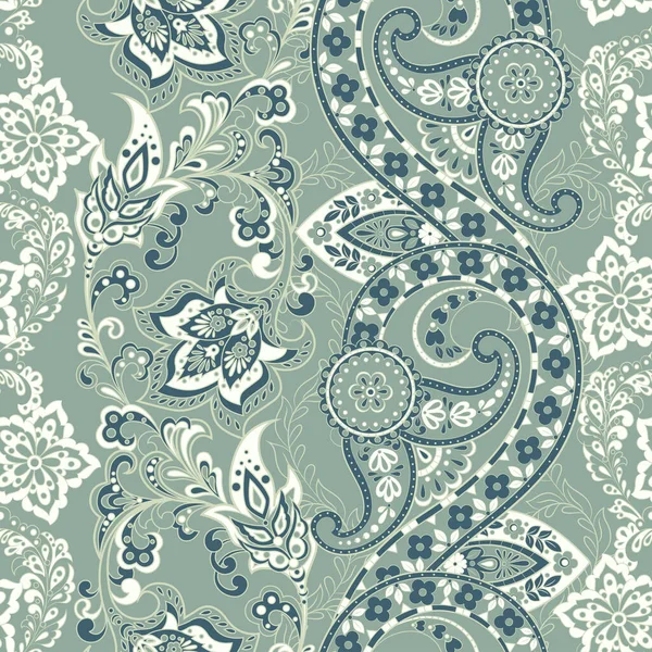 Patrón Sin Costura Floral Con Ornamento Paisley Ilustración Vectorial Estilo — Archivo Imágenes Vectoriales