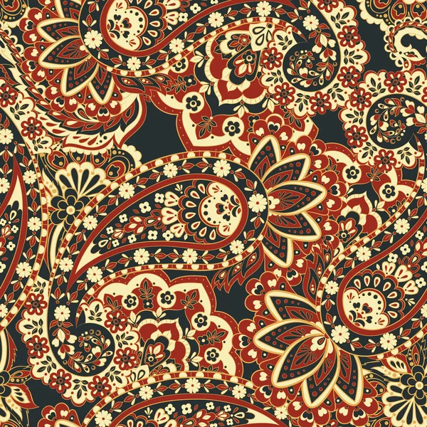 Patrón Floral Sin Costuras Paisley Fondo Indio Vintage — Vector de stock