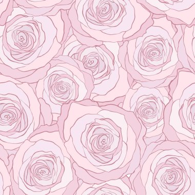 Kusursuz desenli güller, vektör çiçekli çizimler. Doğa arkaplanı