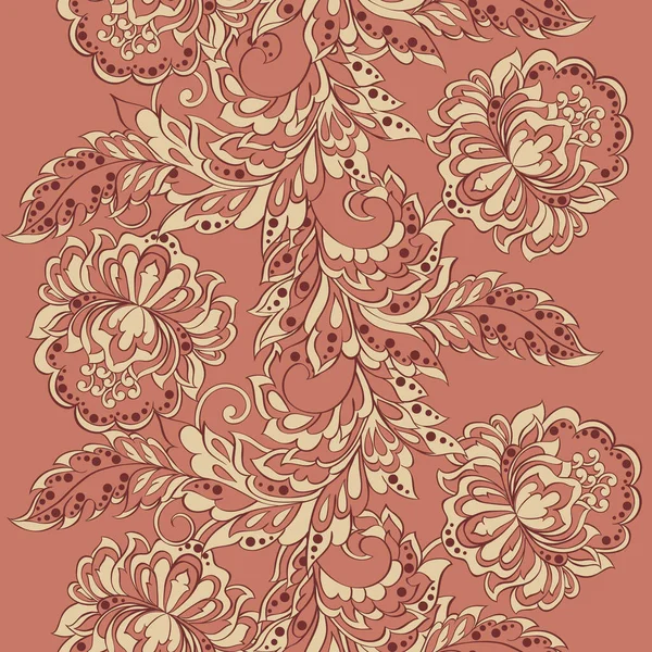 民族の花のシームレスなベクトルパターン ダマスクスタイルの花のヴィンテージの背景 — ストックベクタ