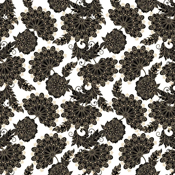 Motif Vintage Dans Style Batik Indien Fond Vectoriel Floral — Image vectorielle