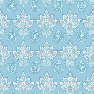 Çiçeksiz desen. Asya tekstil biçiminde vektör illüstrasyonu