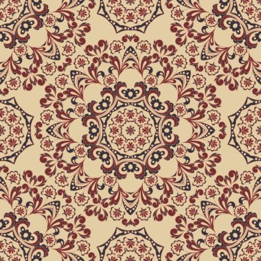 Arabesk kusursuz desen. Vektör Arkaplan Vintage Hint Biçimi