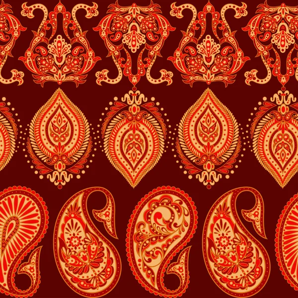 Modèle Paisley Sans Couture Dans Style Indien Illustration Vectorielle Florale — Image vectorielle