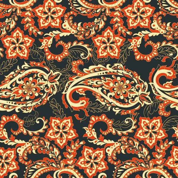 Floral Vintage Hintergrund Mit Paisley Ornament Nahtloses Vektormuster — Stockvektor