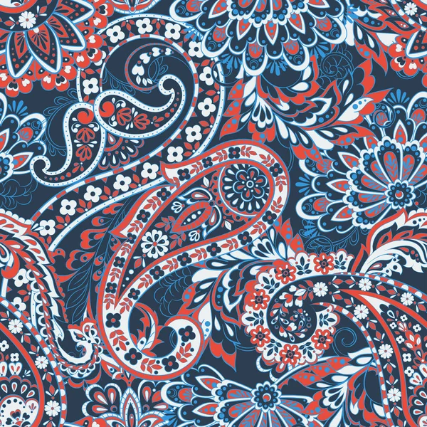 Paisley Ilustración Vectorial Floral Estilo Damasco Fondo Sin Costuras — Vector de stock