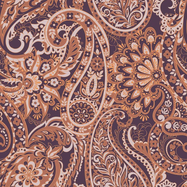 Patrón Sin Costura Floral Con Ornamento Paisley Damasco Vector Fondo — Vector de stock