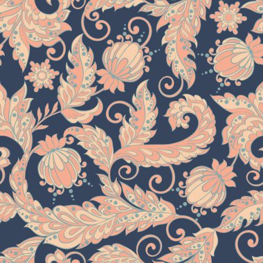 Batik stilinde klasik çiçeksiz desen