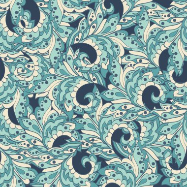 Paisley Süslü, pürüzsüz desen. kalamkari vektör kumaş arkaplanı