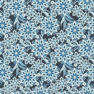 Etnik çiçekler pürüzsüz vektör deseni