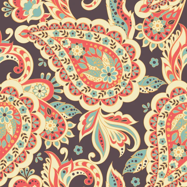 Nahtloses Paisley Muster Indischen Textilstil Florale Vektorillustration — Stockvektor
