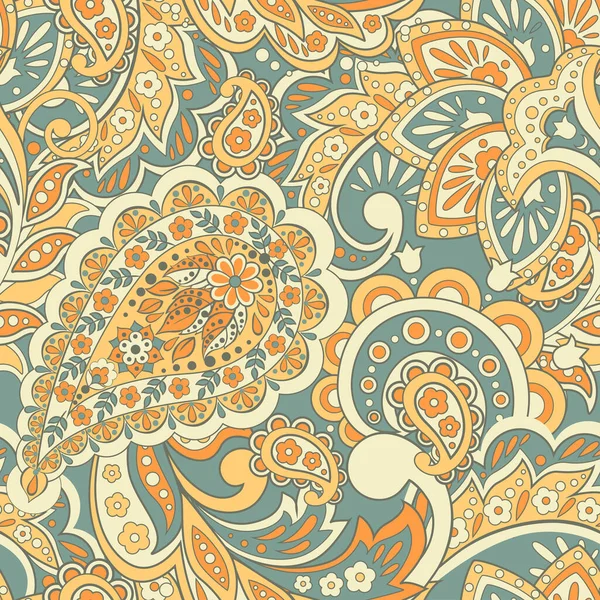 Patrón Sin Costura Floral Con Ornamento Paisley Ilustración Vectorial Estilo — Archivo Imágenes Vectoriales