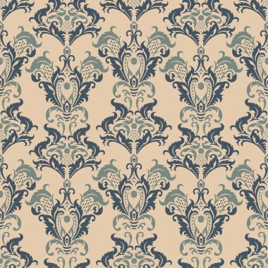 Vektör Barok çiçek deseni. Klasik çiçek süsü. Duvar kağıtları, tekstil, kumaş için klasik dikişsiz doku