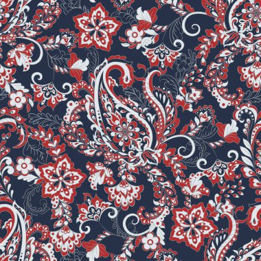 Paisley dikişsiz çiçek deseni. Vektör vintage arkaplanı