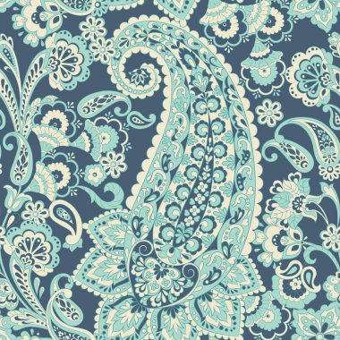 Paisley deseni. Kusursuz Asya Tekstil Arkaplanı