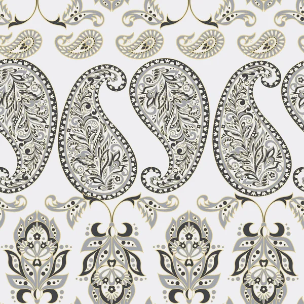 Paisley Ornamentale Modello Senza Cuciture Kalamkari Vettore Tessuto Sfondo — Vettoriale Stock