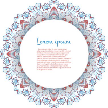 Mandala süslemeli metnin için doğu tarzı vektör şablonu. 